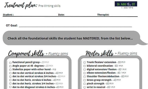 Dr. Aditi the OT - Treatment Plan Sheet for Why Fluency Matters in OT