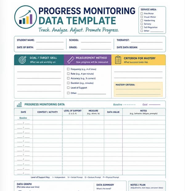 Dr Aditi the OT - School OT Survival Guide Preview 10 Dr Aditi the OT - School OT Progress Monitoring Template