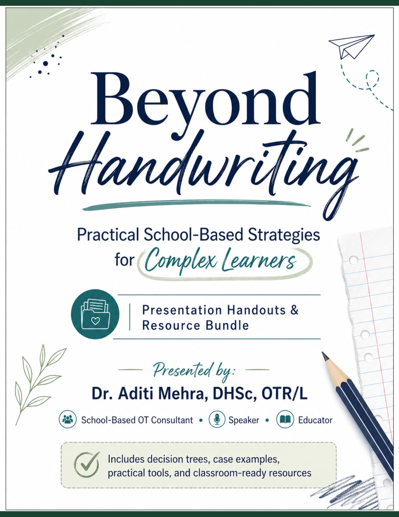 Dr Aditi the OT - Poster Introducing Beyond Handwriting Resources and Materials